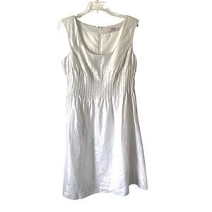Badgley Mischka Linen White Silver Sleeveless Dress size 12